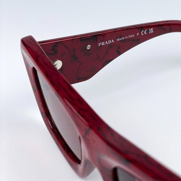NEW Prada PR13ZS 15D08S Etruscan Marble Red Dark Violet Cat Eye Women Sunglasses - Picture 9 of 11